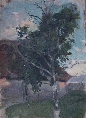 Paul Raud Etude with a birch France oil painting art
